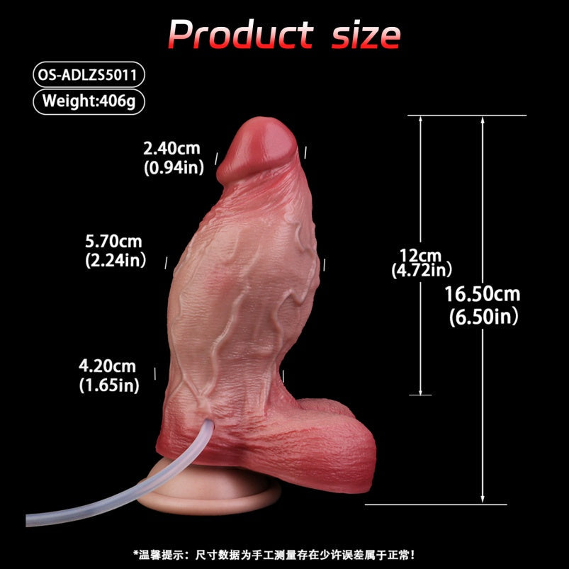 Domlust Thick Squirting Dildo – Platinum Silicone 2.24" Girth Life-Size Ejaculation Suction Cup Fetish Sex Toy