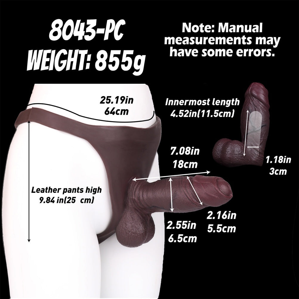 Realistic Black Penis Sleeve Sheath Underwear – Uncut Hollow Dildo Silicone Pants for Men