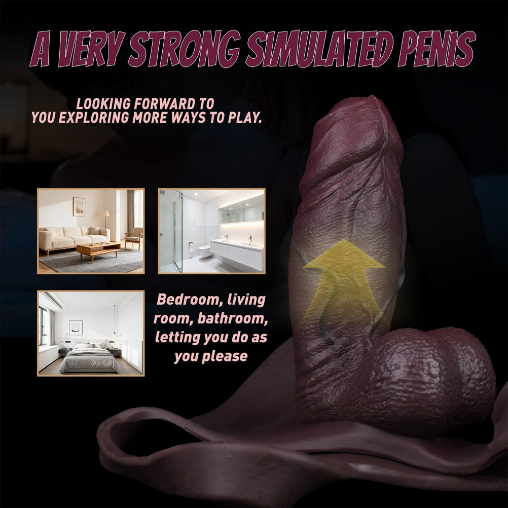 Realistic Black Penis Sleeve Sheath Underwear – Uncut Hollow Dildo Silicone Pants for Men