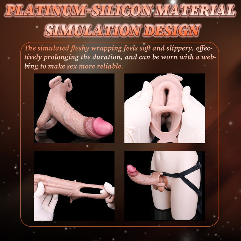 Wearable Realistic Silicone Fantasy Penis Sleeve – Male Penis Extension and Ejaculation Control Toys