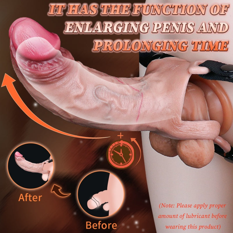 Wearable Realistic Silicone Fantasy Penis Sleeve – Male Penis Extension and Ejaculation Control Toys
