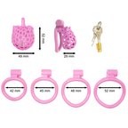 Cat-Shaped Resin Chastity Cage – Lightweight (75g), Breathable, 4 Ring Sizes, Pink or Black