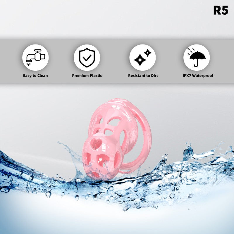 Heart-Shaped Hollow Silicone Chastity Cage | Male S/M 6 Rings, Key Lock (R5)
