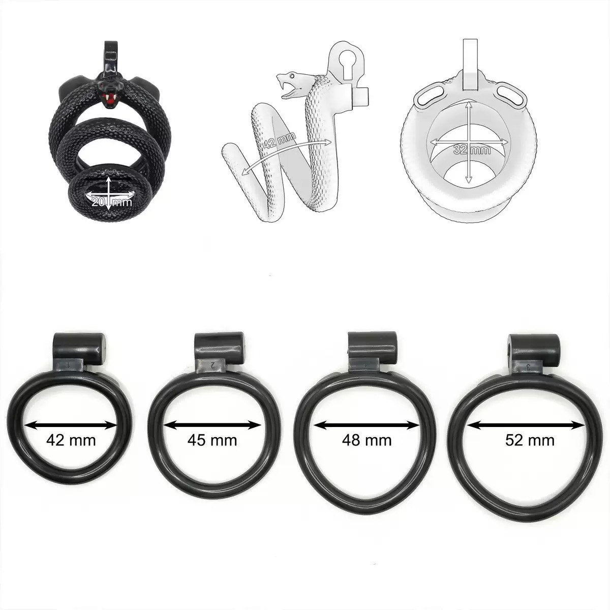 Snake-Shaped Resin Chastity Cage – Spiral Wrap Design | Lightweight, Breathable & Secure Fit