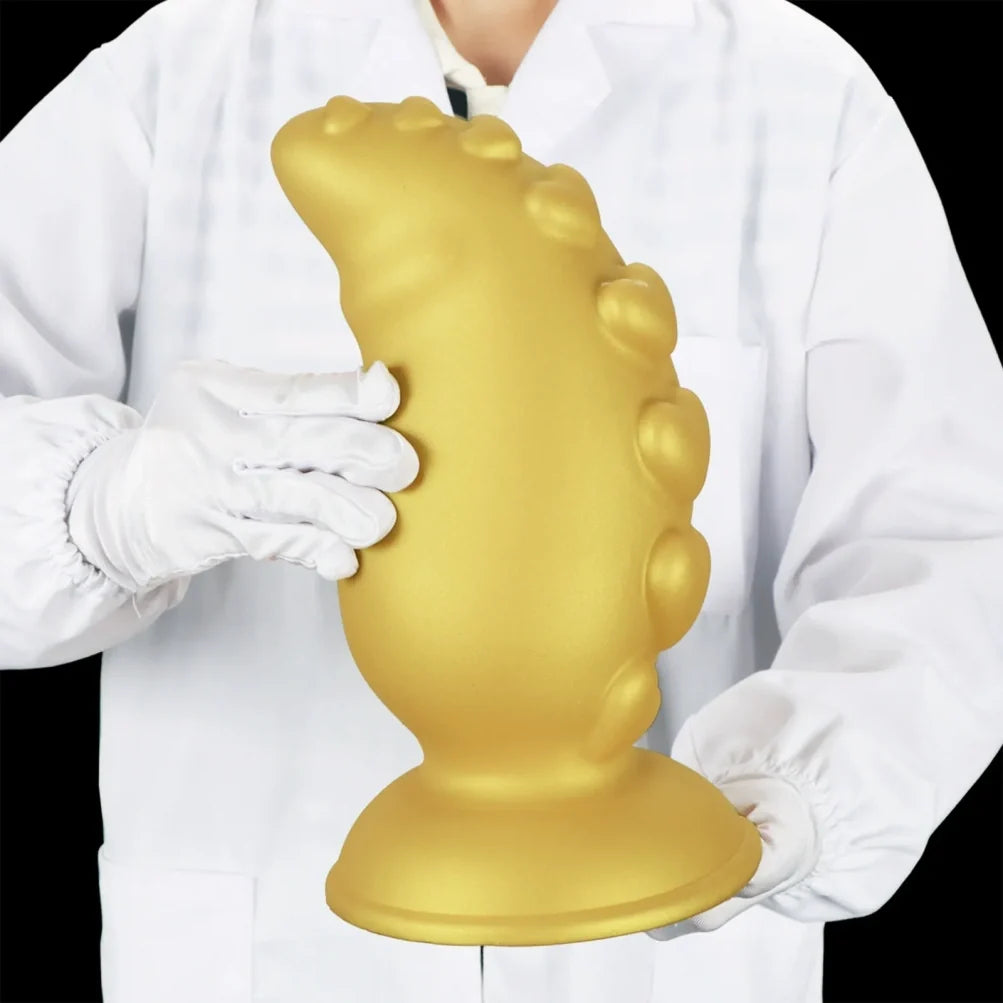 Domlust Spiral Fist Dildo – Premium Platinum Silicone | Heart Texture | Yellow Fantasy Giant Dildo | 4 Sizes