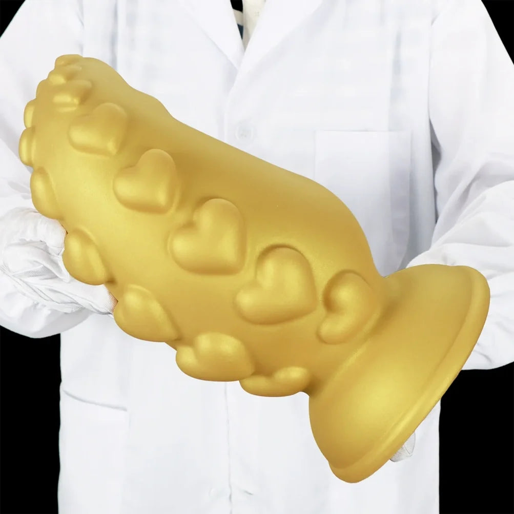 Domlust Spiral Fist Dildo – Premium Platinum Silicone | Heart Texture | Yellow Fantasy Giant Dildo | 4 Sizes