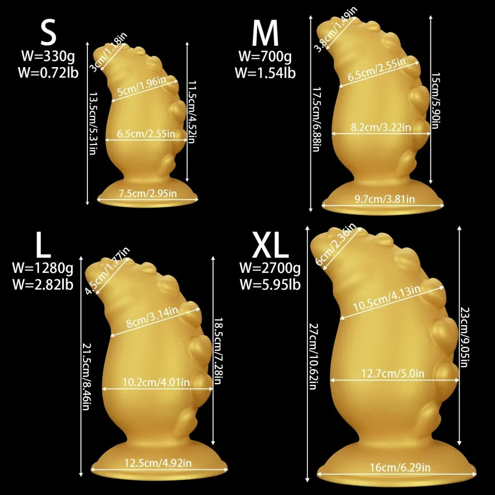 Domlust Spiral Fist Dildo – Premium Platinum Silicone | Heart Texture | Yellow Fantasy Giant Dildo | 4 Sizes