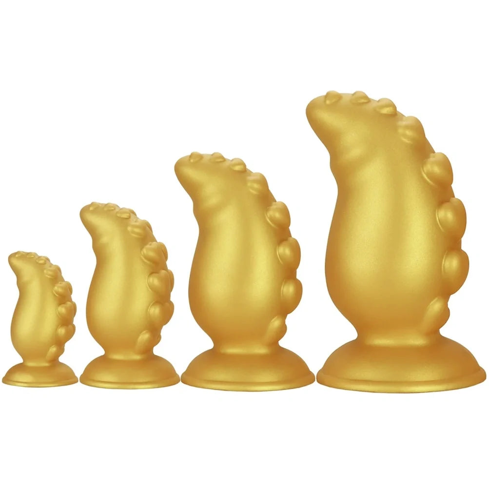 Domlust Spiral Fist Dildo – Premium Platinum Silicone | Heart Texture | Yellow Fantasy Giant Dildo | 4 Sizes