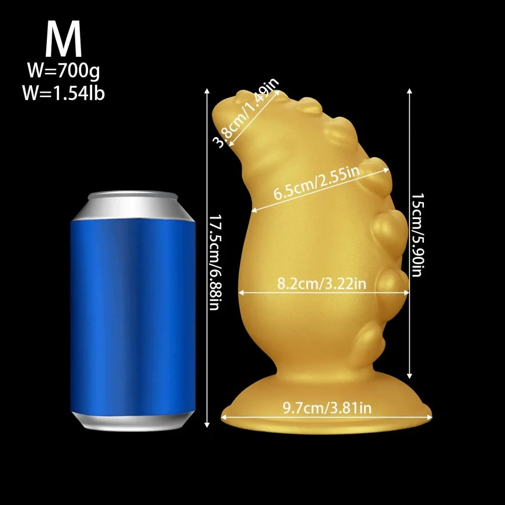 Domlust Spiral Fist Dildo – Premium Platinum Silicone | Heart Texture | Yellow Fantasy Giant Dildo | 4 Sizes