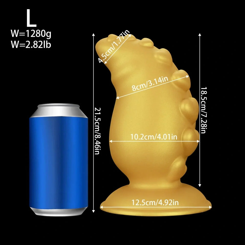 Domlust Spiral Fist Dildo – Premium Platinum Silicone | Heart Texture | Yellow Fantasy Giant Dildo | 4 Sizes
