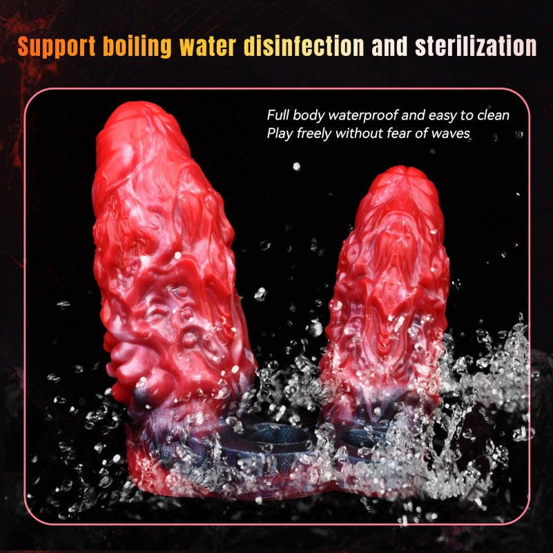 Monster Fantasy Vibrating Penis Sleeve - Blood-Black Silicone Cock Sheath Pegging Sexuality