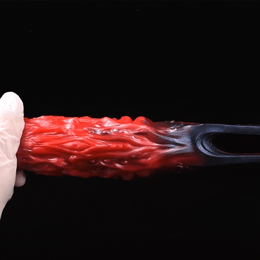 Monster Fantasy Vibrating Penis Sleeve - Blood-Black Silicone Cock Sheath Pegging Sexuality