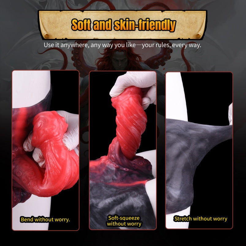 Big Glans Penissleeve Extender Pants - Red-Black Fantasy Cock Sleeve Underwera for Men
