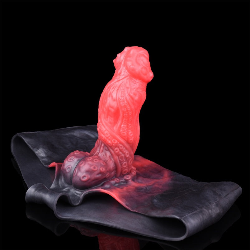 Big Glans Penissleeve Extender Pants - Red-Black Fantasy Cock Sleeve Underwera for Men