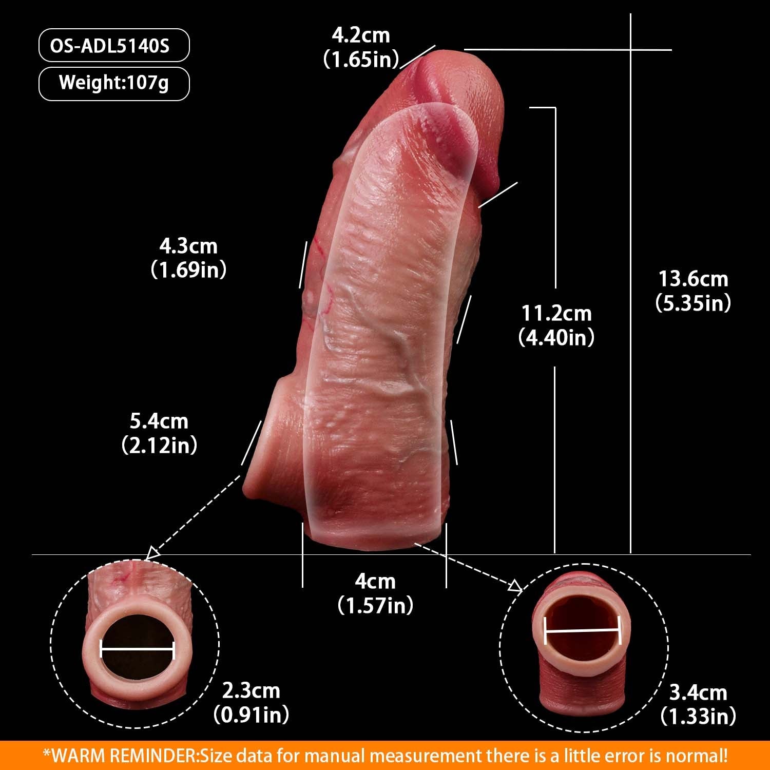 Realistic Platinum Silicone Cock Sleeve with Locking Ring — Bigger, Thicker & Longer for Couples