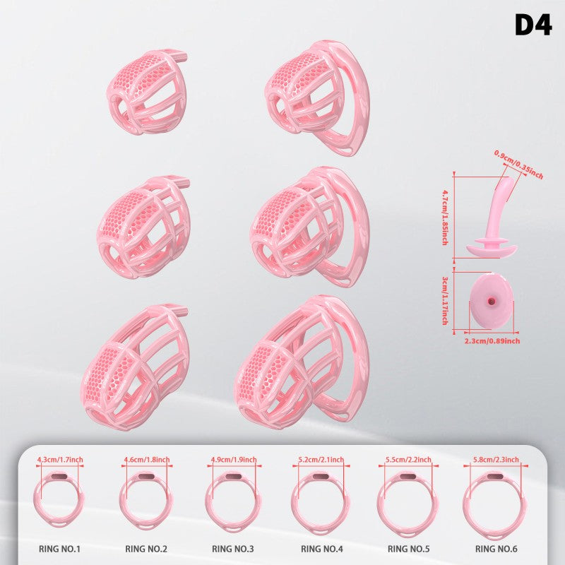 Honeycomb Mesh Adjustable Chastity Cage with Harness Strap (D4)