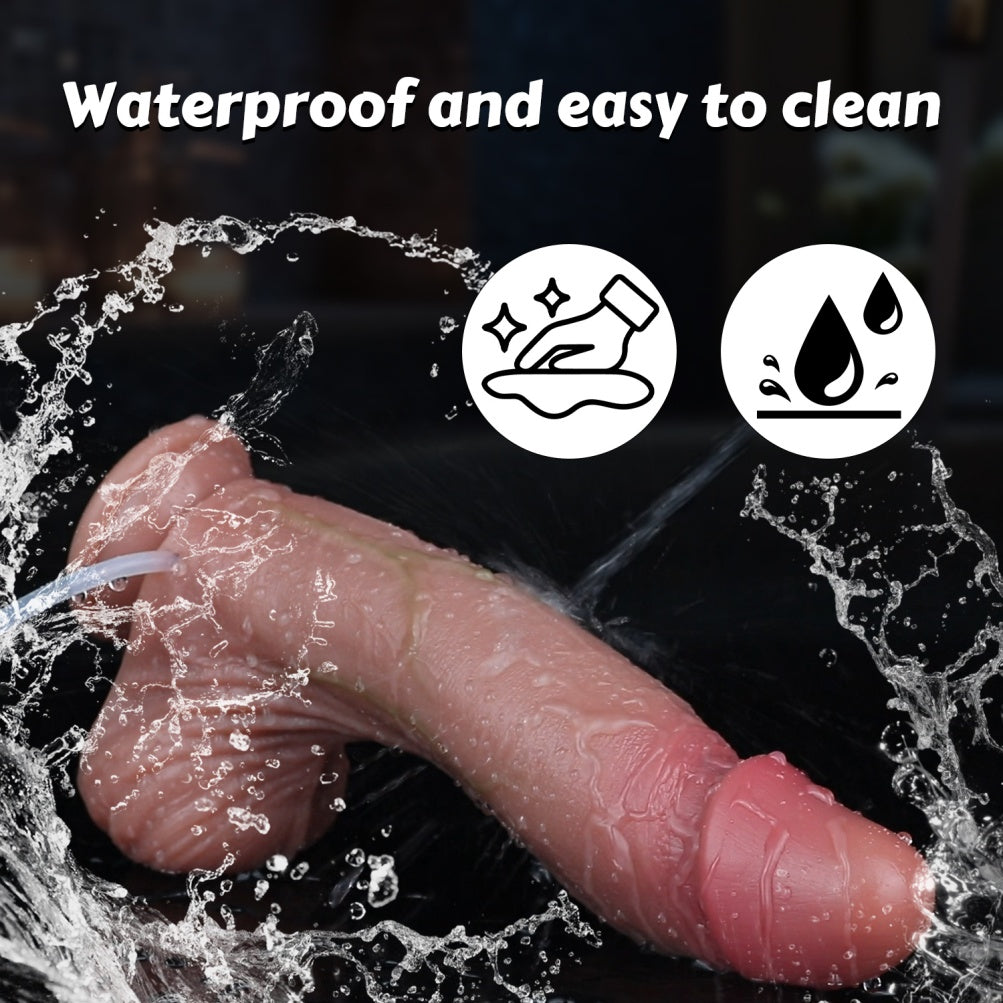 Curved Realistic Squirting Dildo – Dual-Density Silicone | Suction Cup & Strap-On | Domlust
