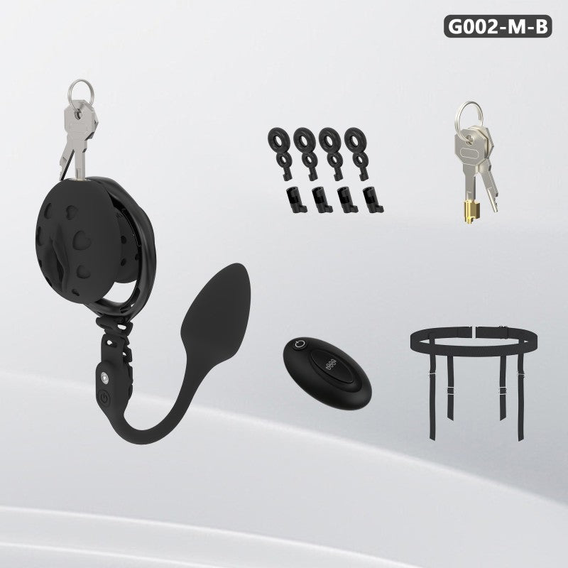 Recessed Silicone Chastity Cage for Men | Ergonomic Inward Design Wearable Device with Remote Vibration & Adjustable Fit System