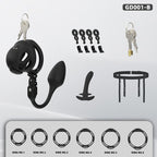 Electric Silicone Chastity Cage with Remote Control, Vibrating Plug & Harness
