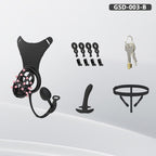 Spiked Chastity Cage Harness Set with Remote Vibrating Anal Plug GSD