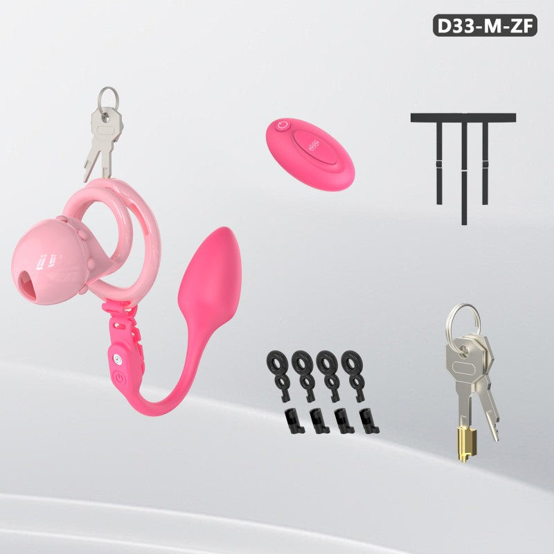 Adjustable Chastity Cage with Removable Silicone Studs | Remote Plug Compatible Locking Device