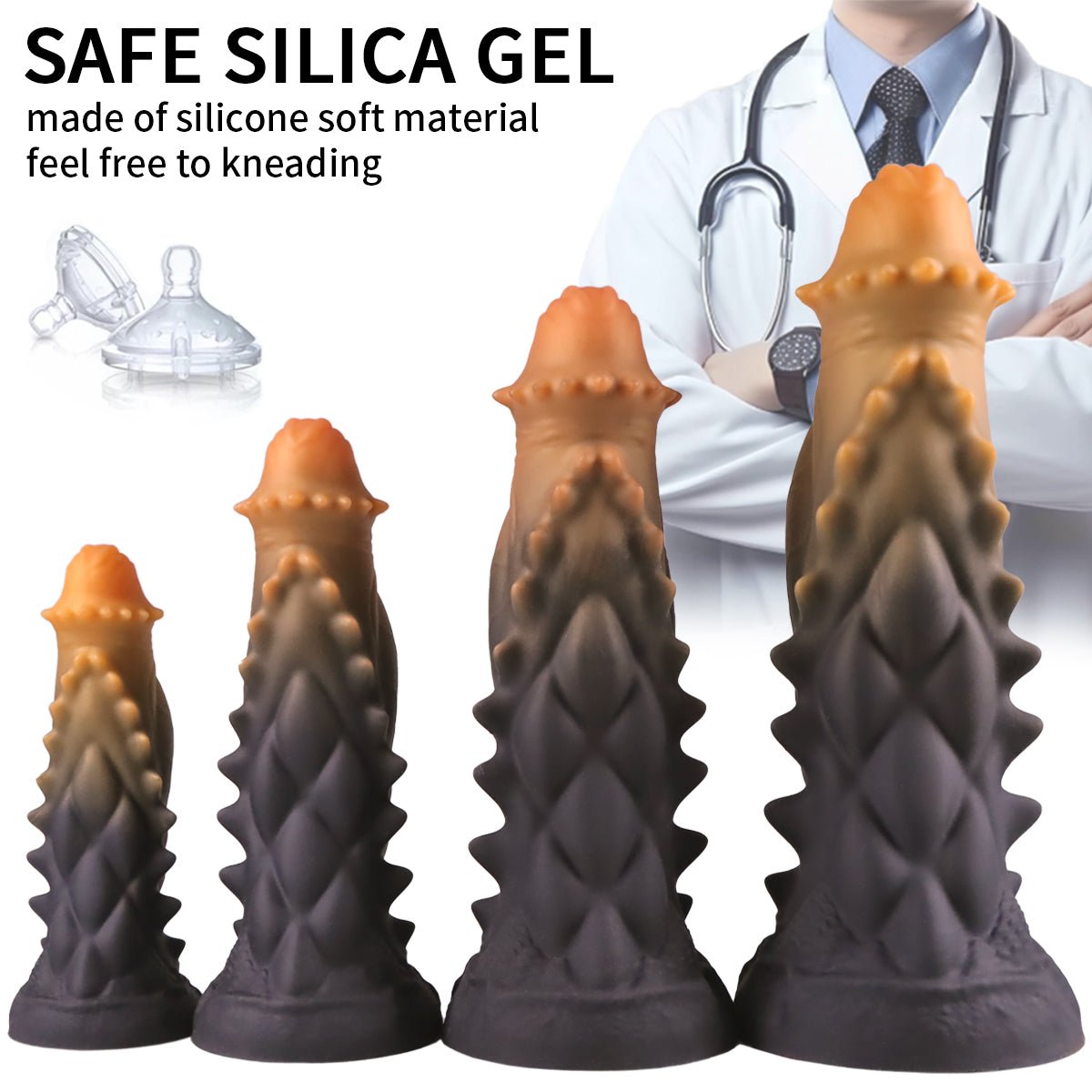 Beaded Fantasy Dildo with Strong Suction Base Dragon Monster Toy with Spherical Studs - Tarisss Sex Toy Store