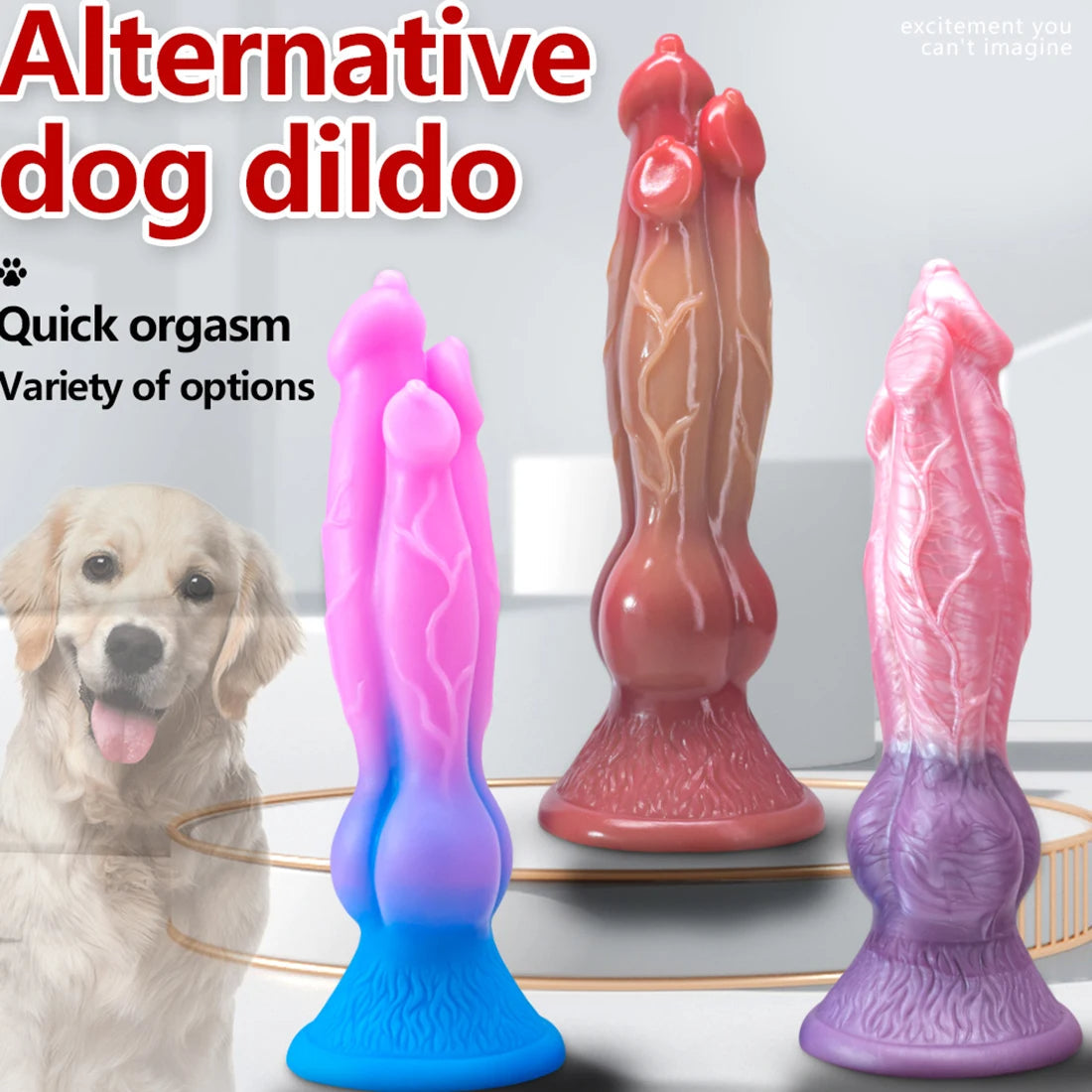 Realistic Thick Dog Dildo - 11 inch Monsterdildo Three Head Women Masturbating Sex Toys