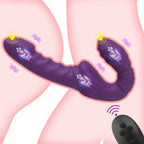 Strapless Strap On Double End Dildo Vibrator - Remote Control Vibrating Lesbian Masturbator