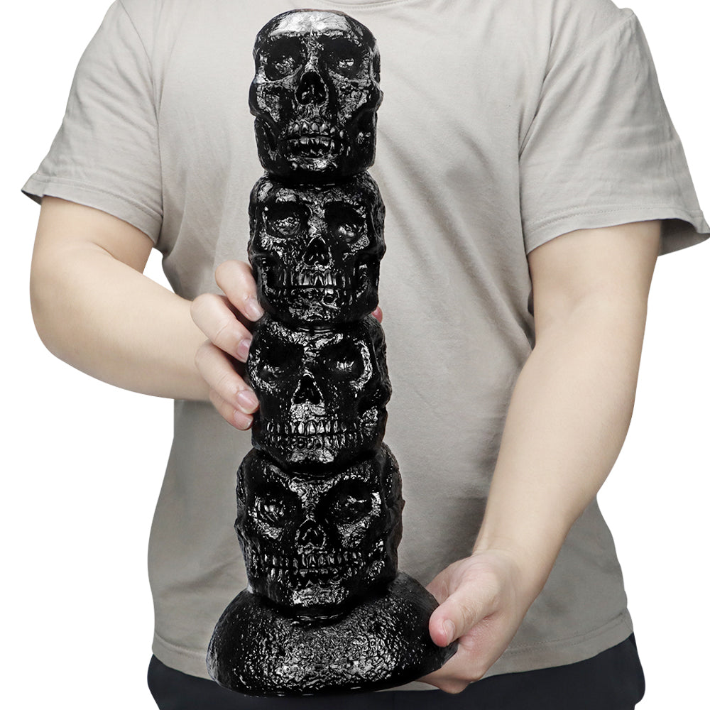 Fantasy Skull Huge Dildo Butt Plug - Big Black Monsterdldo Suction Cup Women Masturbator