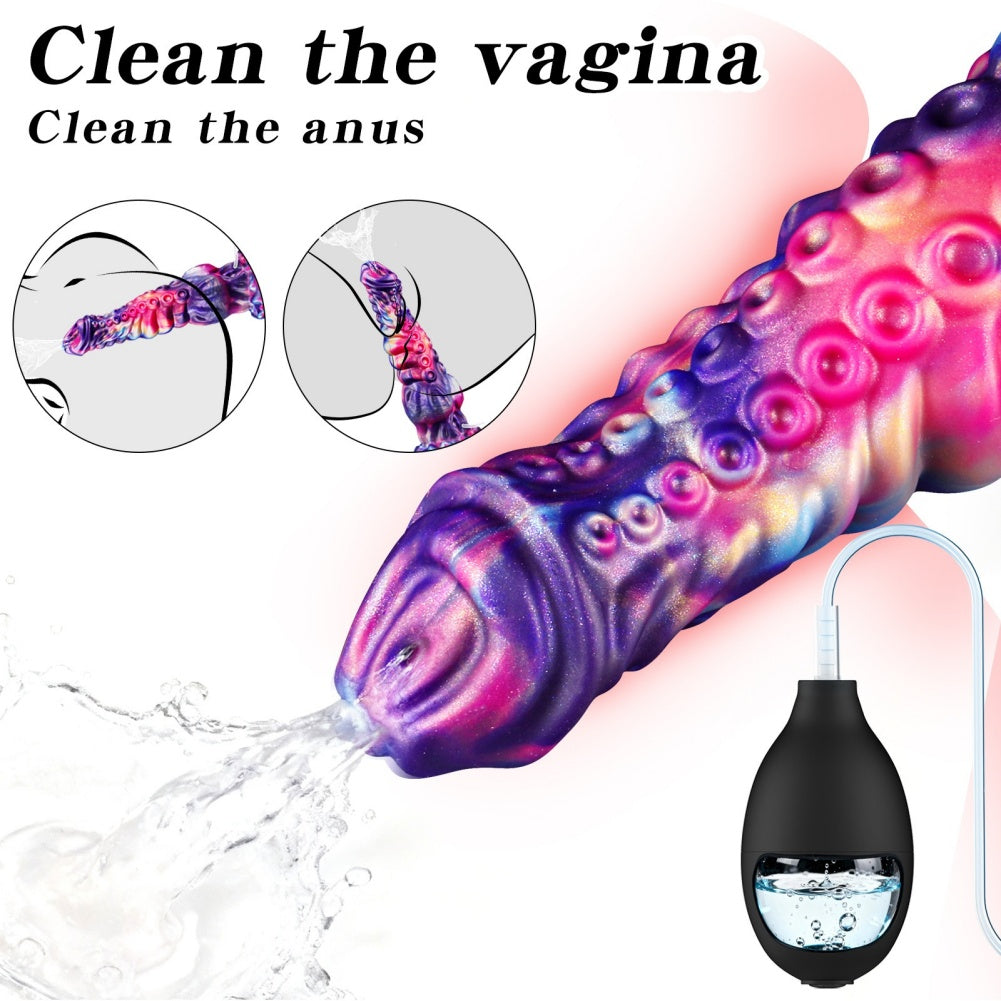 Domlust Squirting Tentacle Dildo – Platinum Silicone Monster Knotted Ejaculating Fantasy Sex Toy