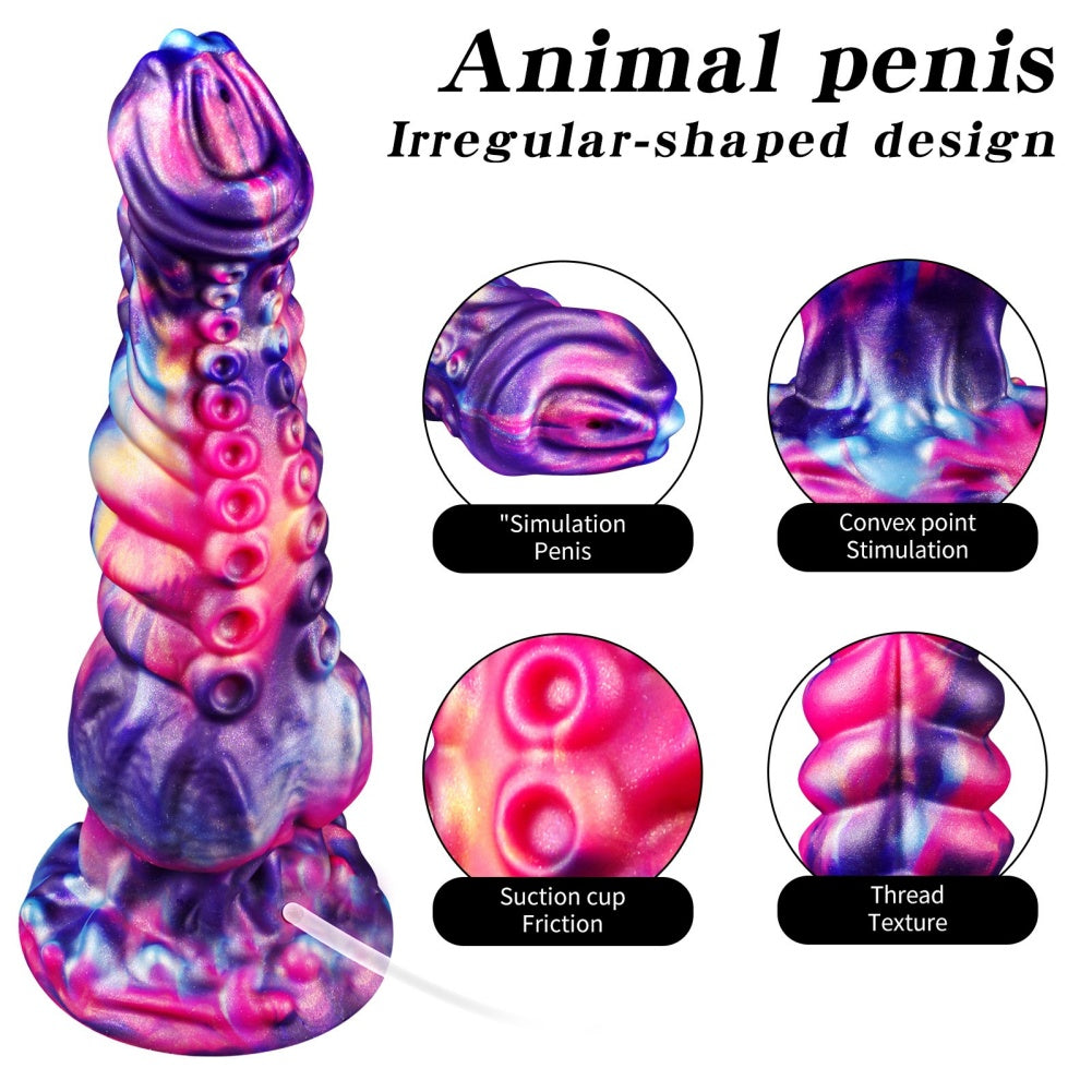 Domlust Squirting Tentacle Dildo – Platinum Silicone Monster Knotted Ejaculating Fantasy Sex Toy