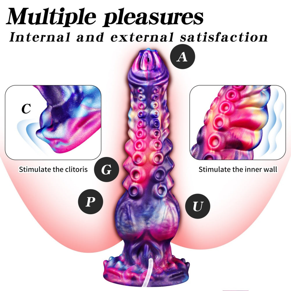 Domlust Squirting Tentacle Dildo – Platinum Silicone Monster Knotted Ejaculating Fantasy Sex Toy