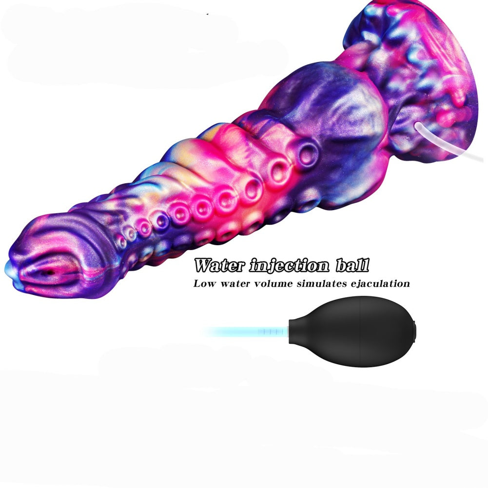 Domlust Squirting Tentacle Dildo – Platinum Silicone Monster Knotted Ejaculating Fantasy Sex Toy