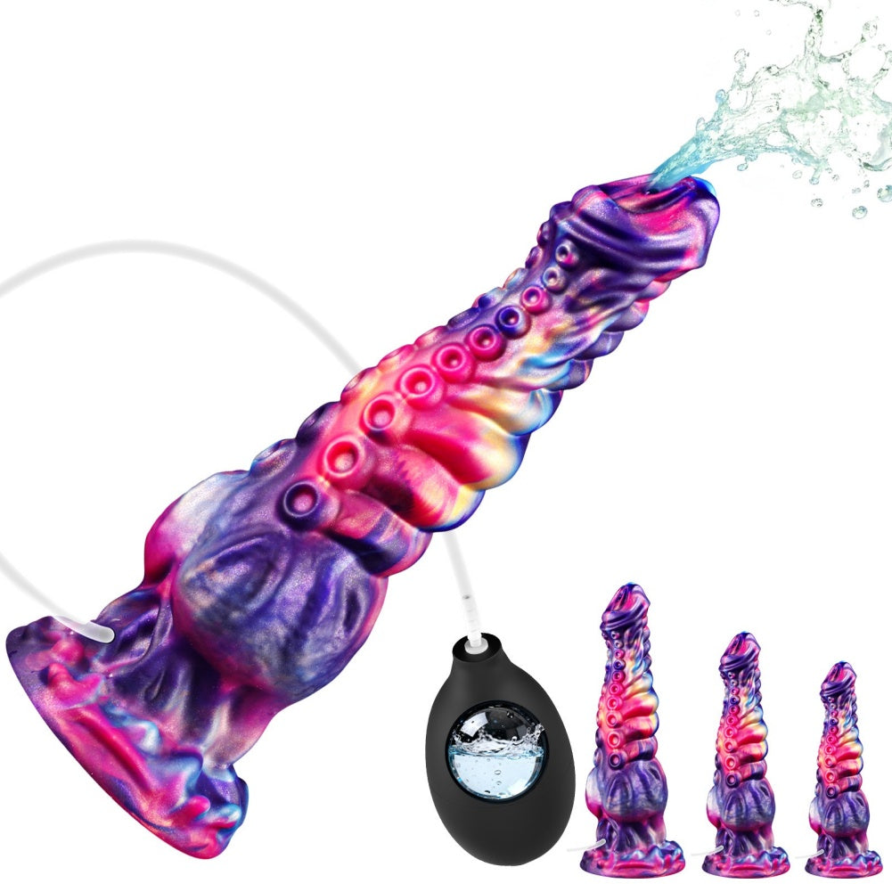 Domlust Squirting Tentacle Dildo – Platinum Silicone Monster Knotted Ejaculating Fantasy Sex Toy