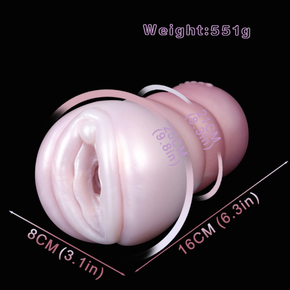 Spiral Texture Platinum Silicone Pocket Pussy – Realistic Vulva Handheld Male Masturbator | Domlust