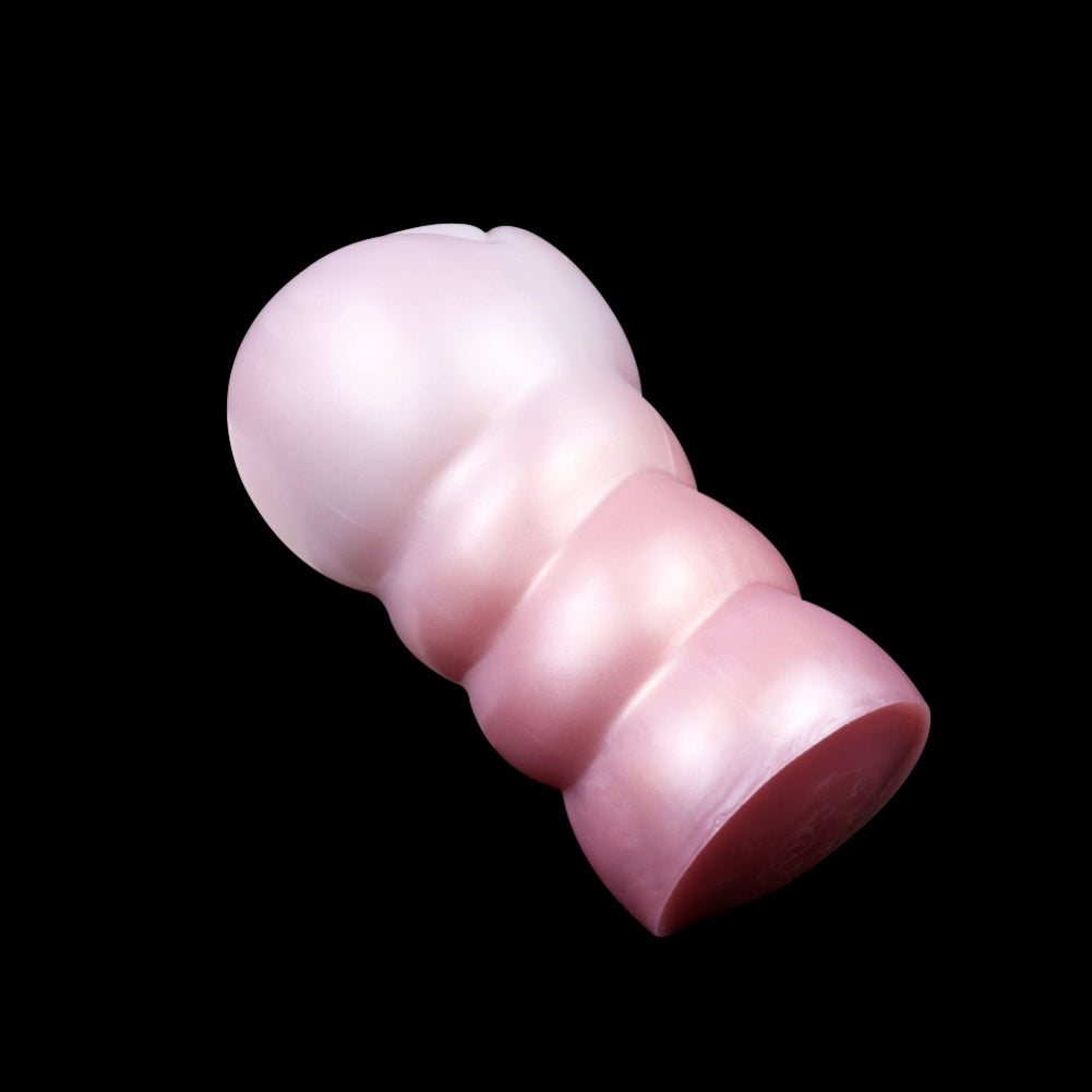 Spiral Texture Platinum Silicone Pocket Pussy – Realistic Vulva Handheld Male Masturbator | Domlust