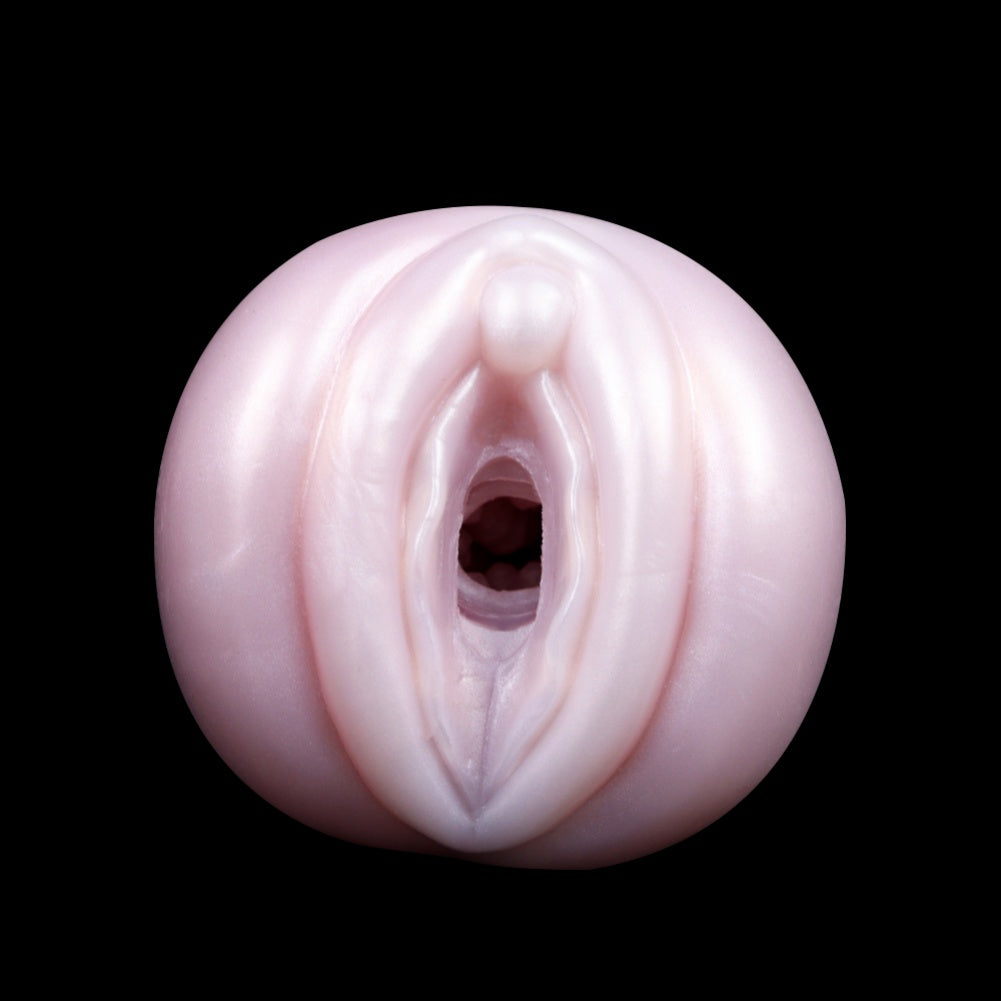 Spiral Texture Platinum Silicone Pocket Pussy – Realistic Vulva Handheld Male Masturbator | Domlust