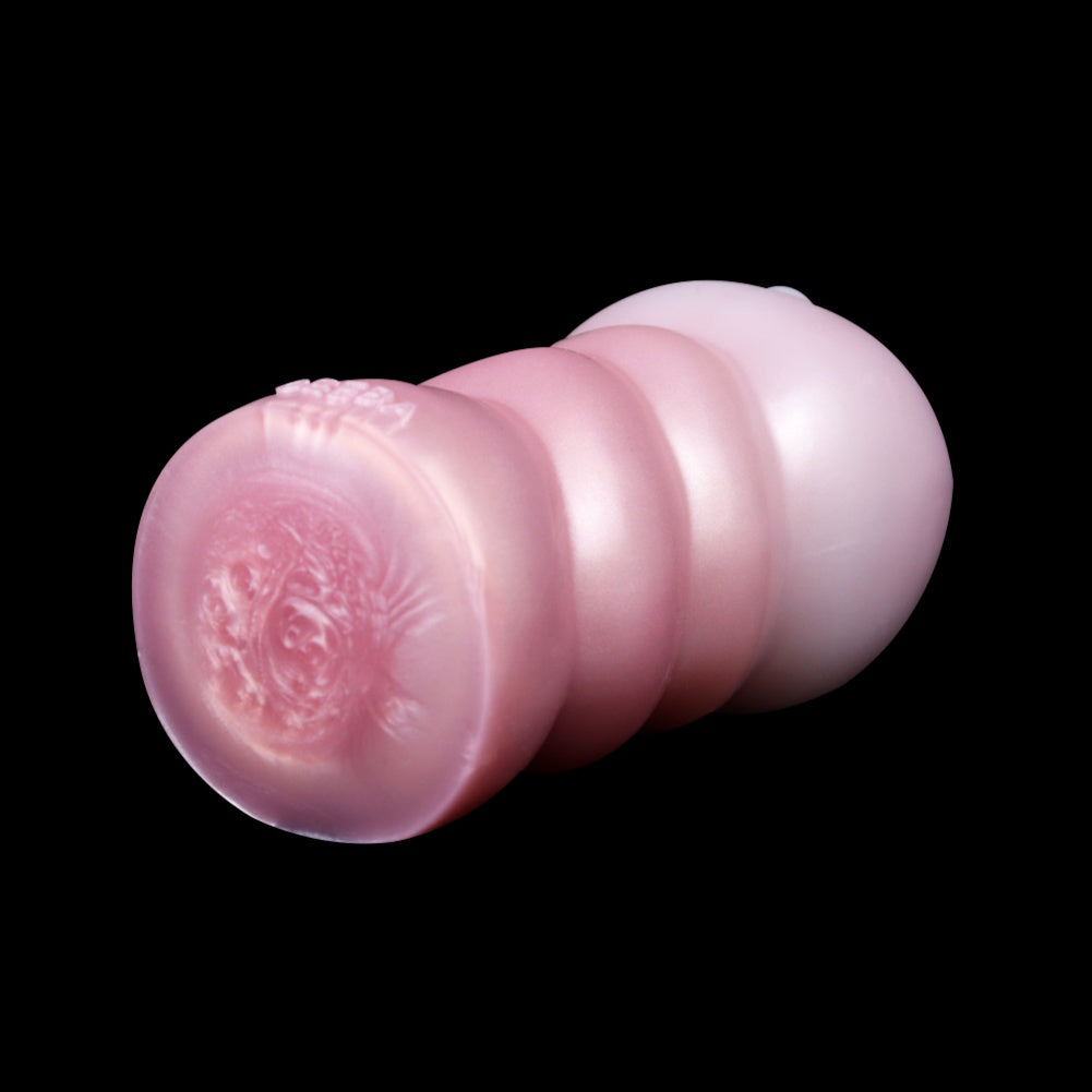 Spiral Texture Platinum Silicone Pocket Pussy – Realistic Vulva Handheld Male Masturbator | Domlust