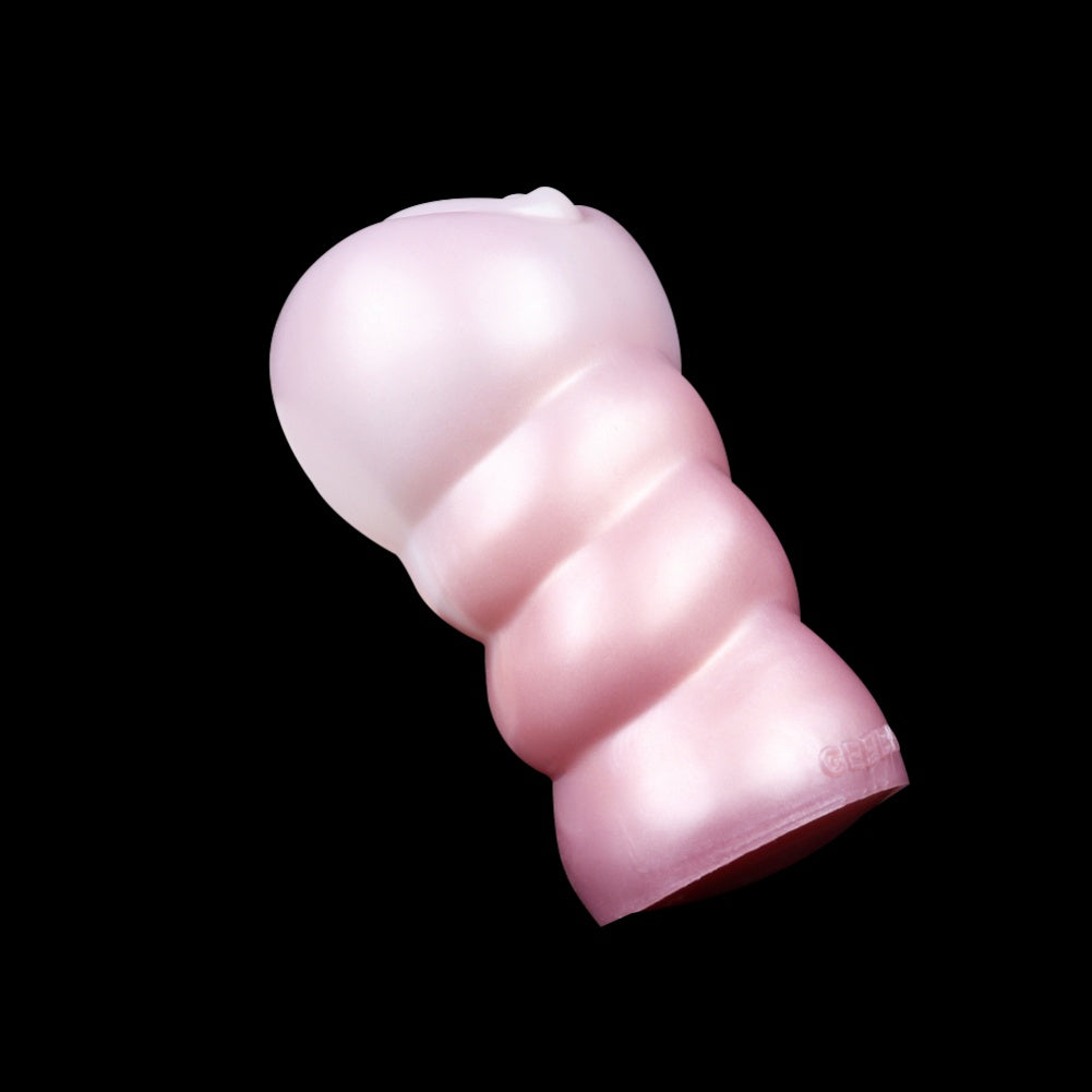 Spiral Texture Platinum Silicone Pocket Pussy – Realistic Vulva Handheld Male Masturbator | Domlust