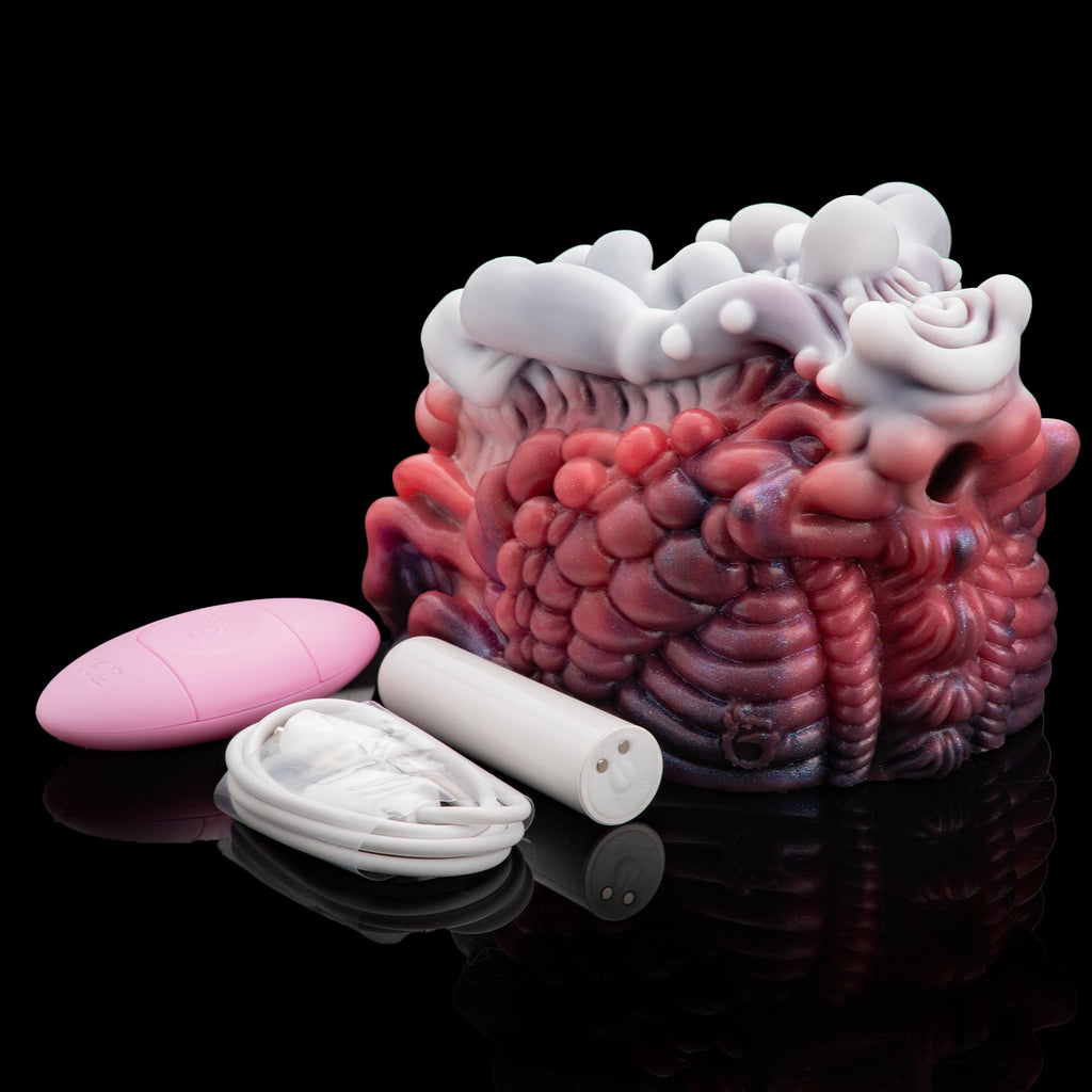 Fantasy Alien Pussy Grinder Sex Toy – Platinum Silicone Vibrating Male Masturbator