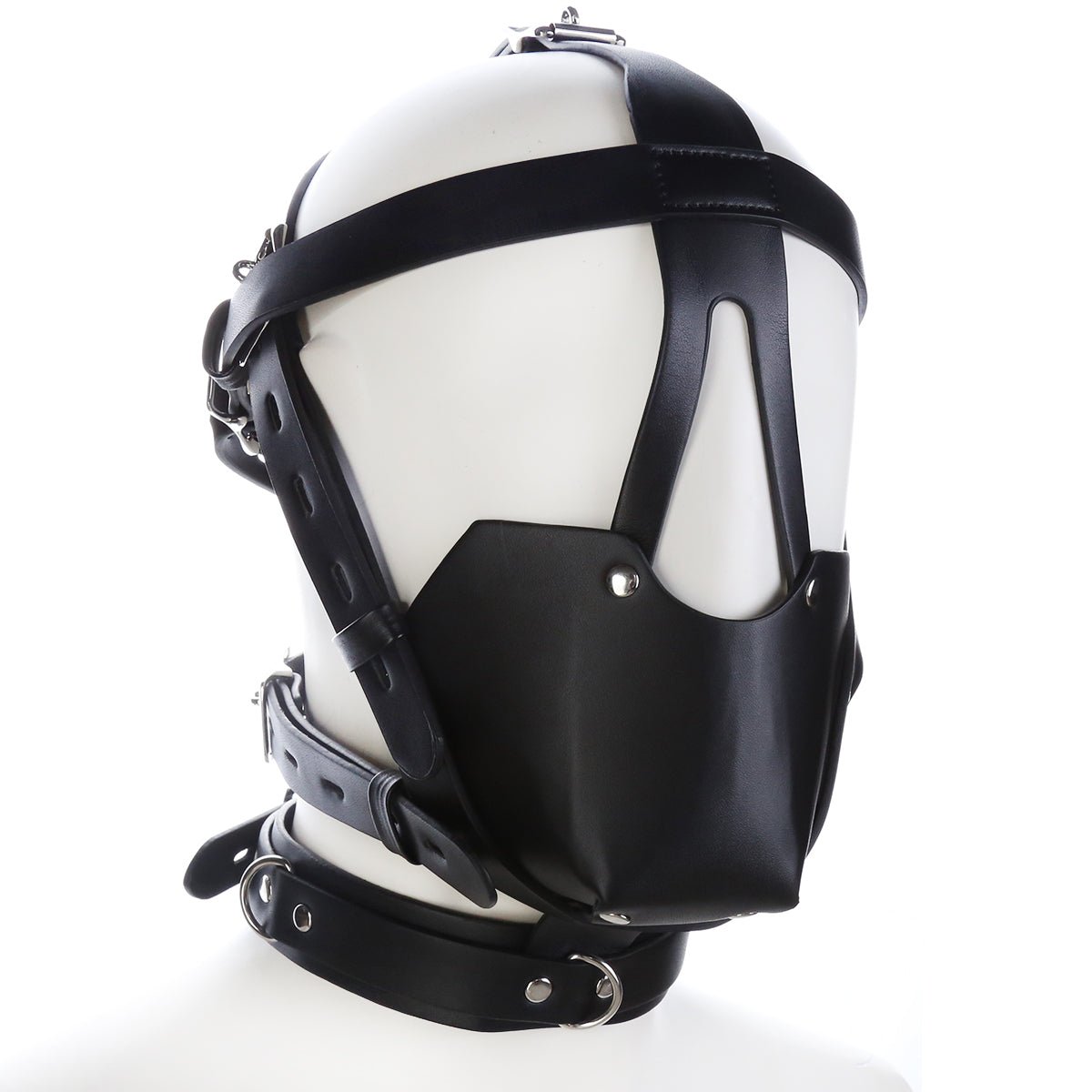 Black Genuine Leather Pony Harness Mask with Collar – BDSM Headgear - Tarisss Sex Toy Store