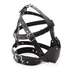 Black Genuine Leather Pony Harness Mask with Collar – BDSM Headgear - Tarisss Sex Toy Store