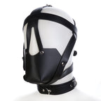 Black Genuine Leather Pony Harness Mask with Collar – BDSM Headgear - Tarisss Sex Toy Store