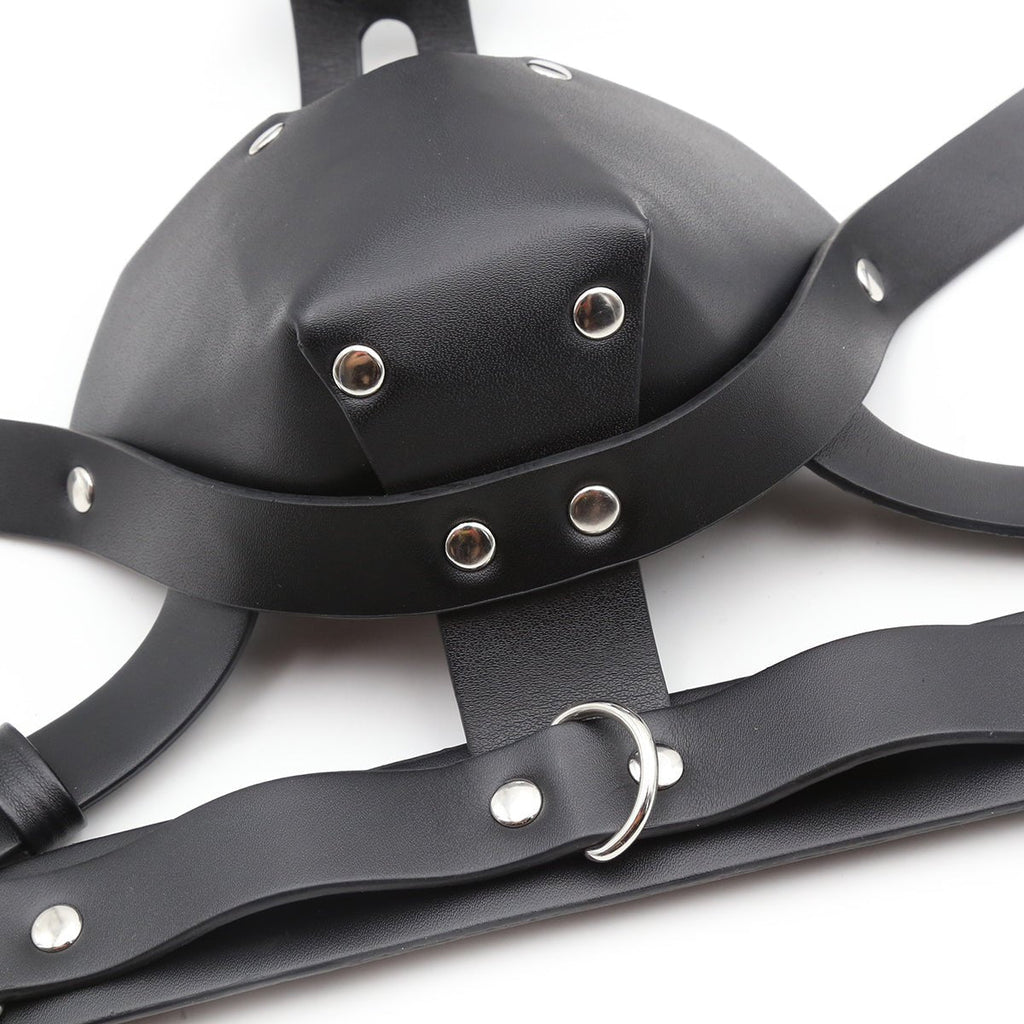 Black Genuine Leather Pony Harness Mask with Collar – BDSM Headgear - Tarisss Sex Toy Store