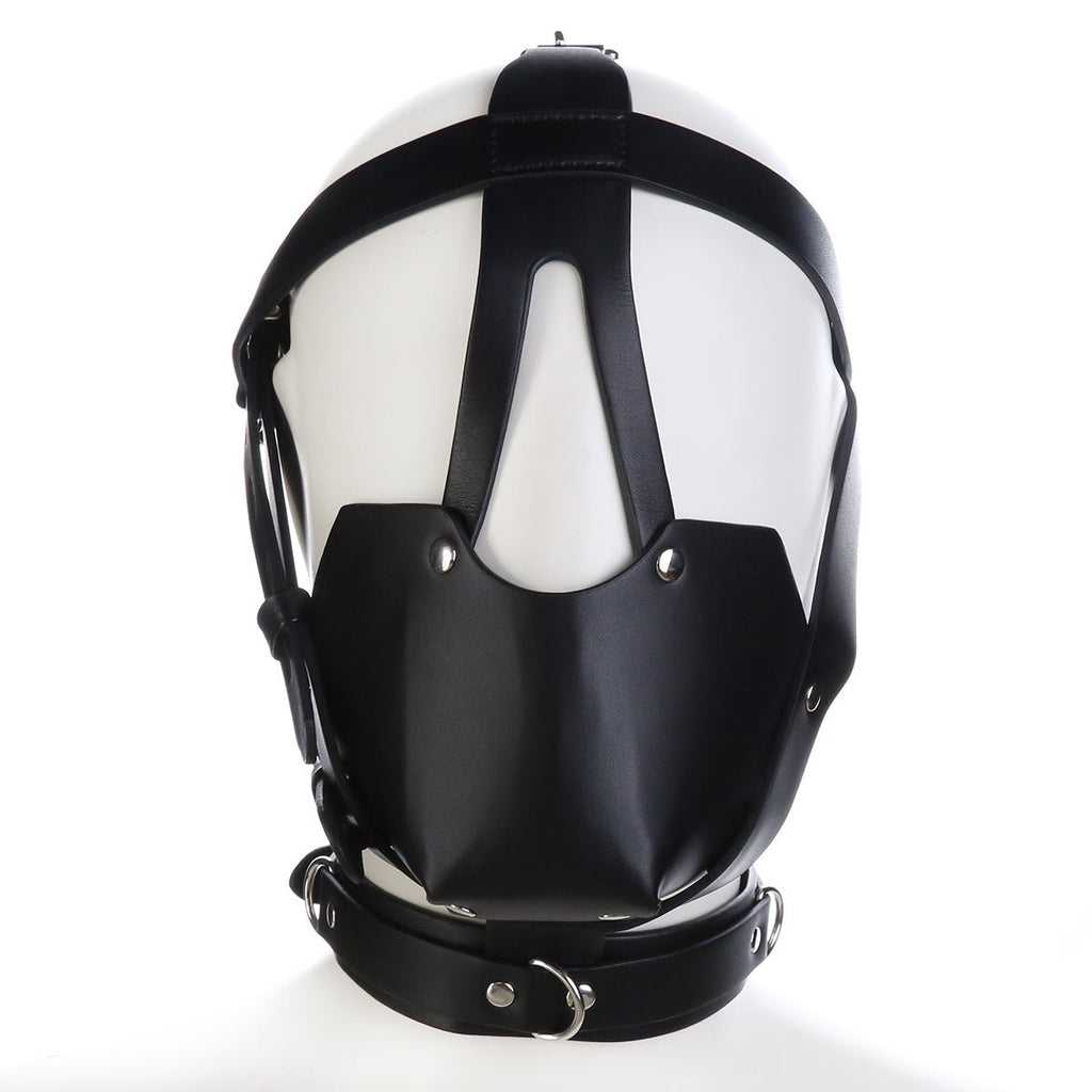 Black Genuine Leather Pony Harness Mask with Collar – BDSM Headgear - Tarisss Sex Toy Store