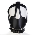 Black Genuine Leather Pony Harness Mask with Collar – BDSM Headgear - Tarisss Sex Toy Store