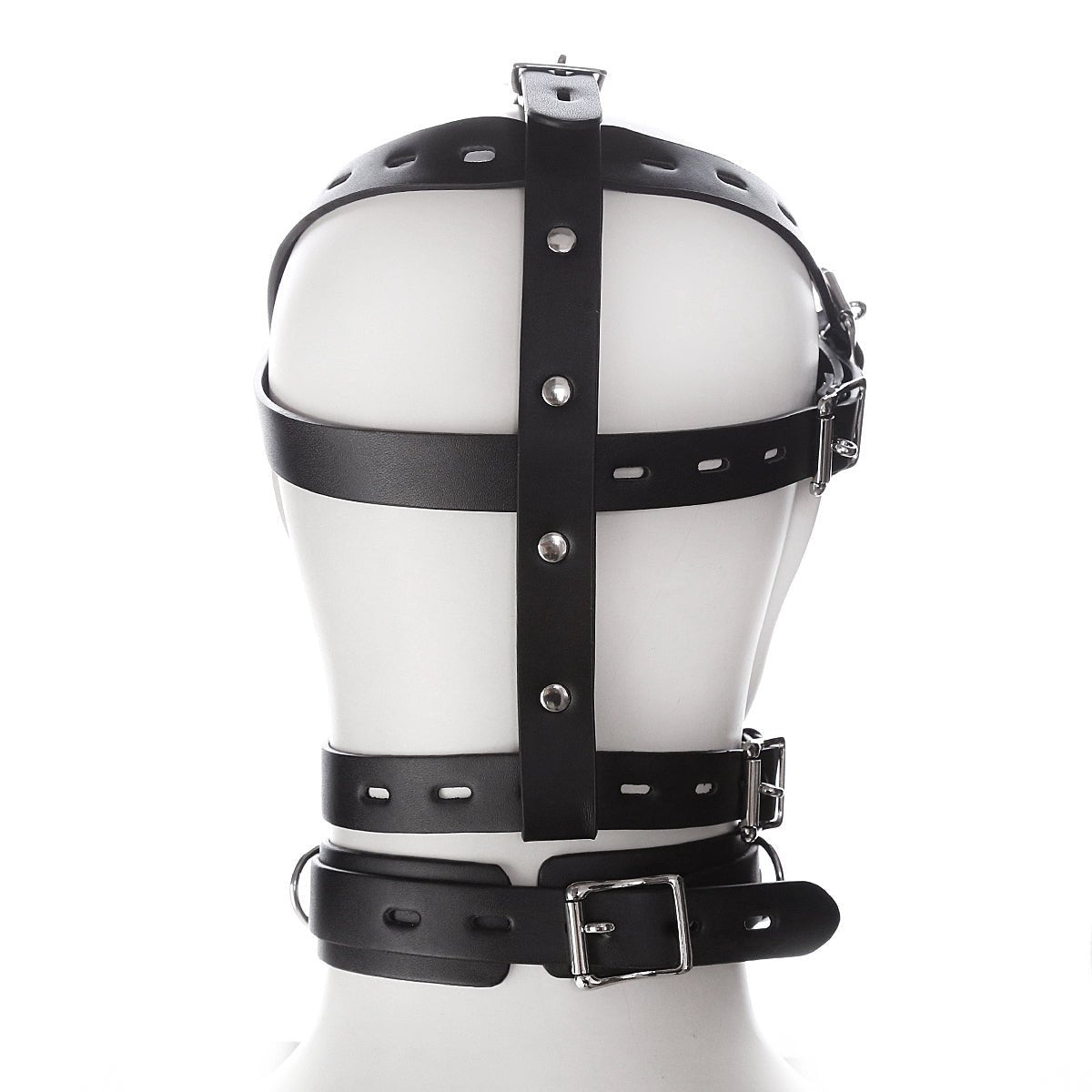 Black Genuine Leather Pony Harness Mask with Collar – BDSM Headgear - Tarisss Sex Toy Store