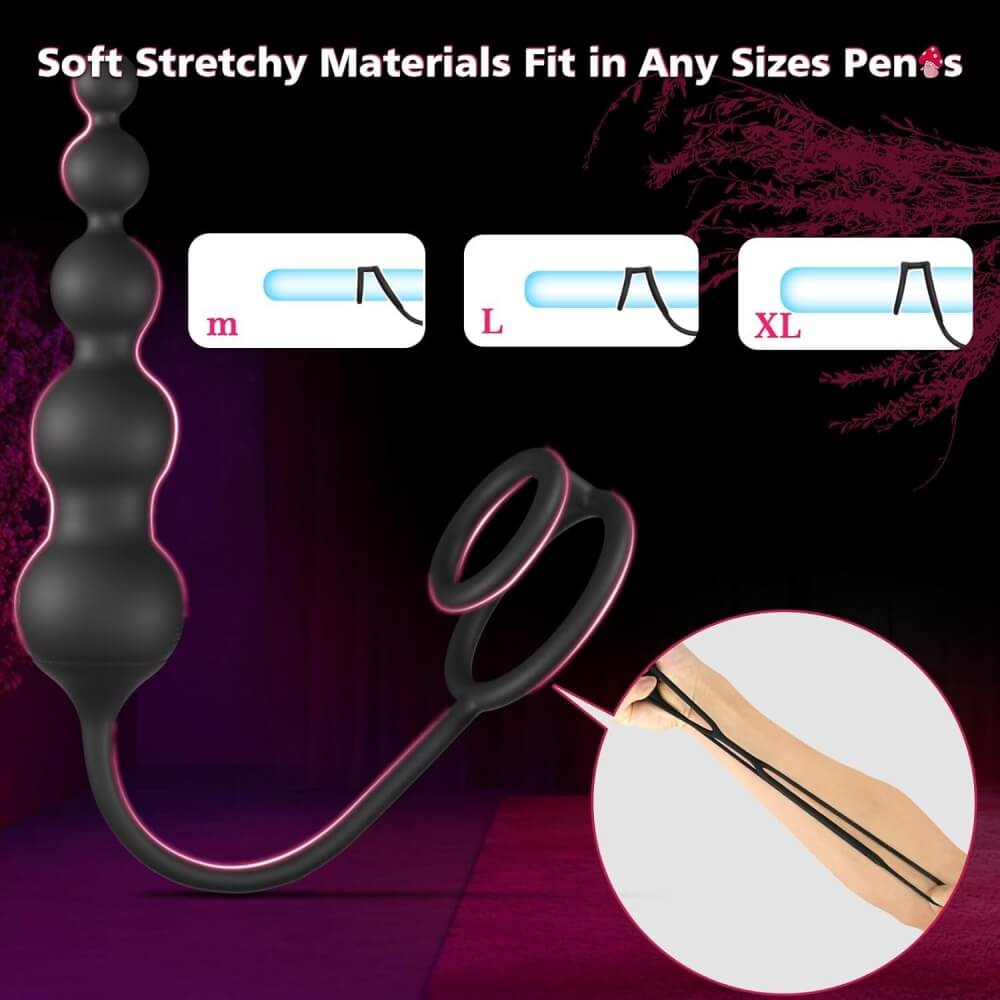 Bluetooth APP Remote Control Thrusting Prostate Massager with 9 Modes & Penis Ring & Anal Beads - Tarisss Sex Toy Store