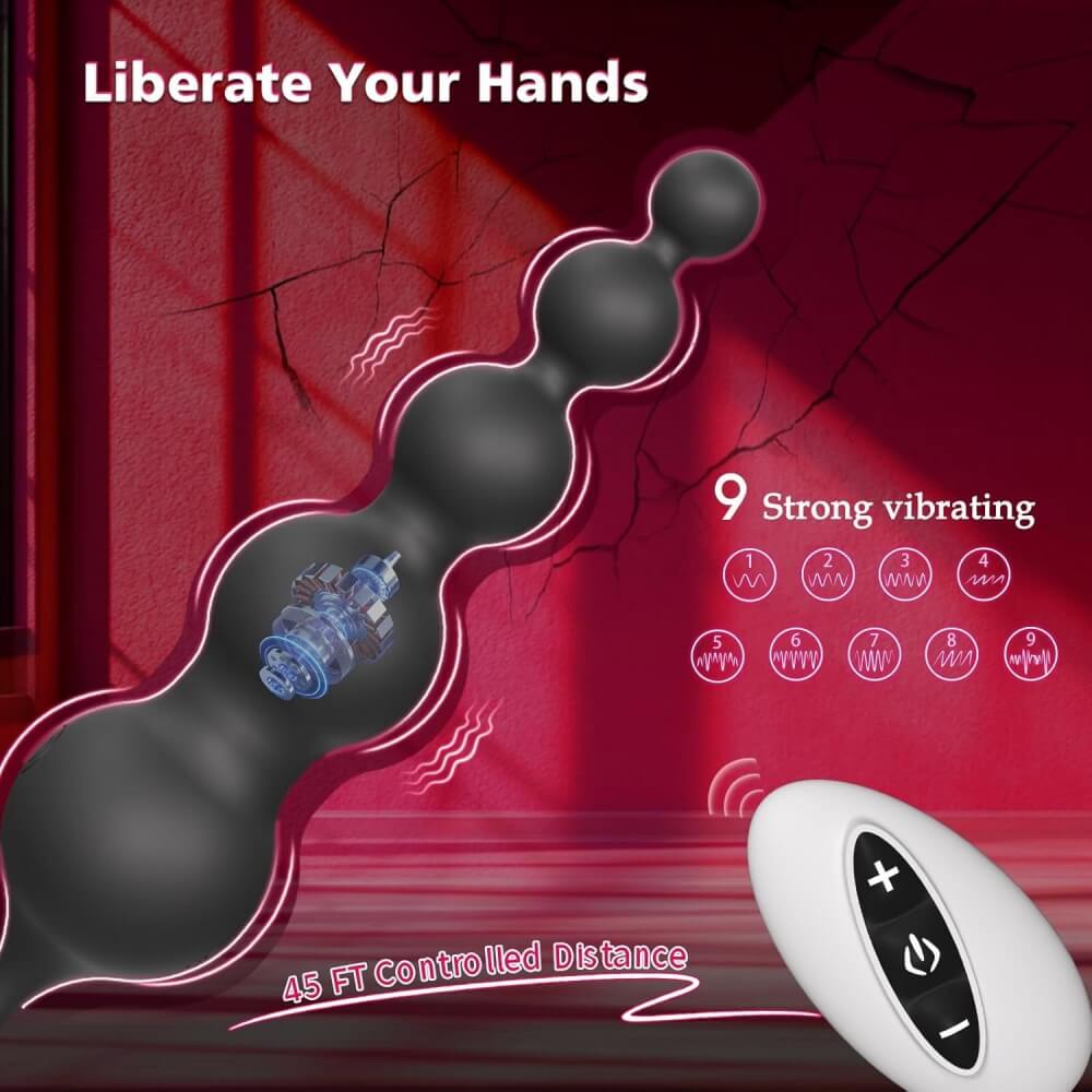 Bluetooth APP Remote Control Thrusting Prostate Massager with 9 Modes & Penis Ring & Anal Beads - Tarisss Sex Toy Store