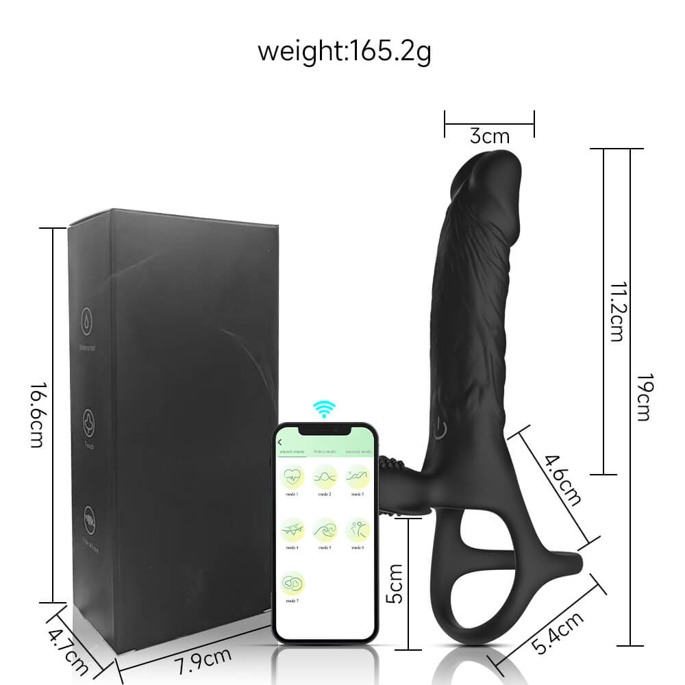 Bluetooth APP Remote Control Vibrating Penis Sleeve with Penis Ring - Tarisss Sex Toy Store